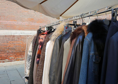 Clothes for sale at market stall