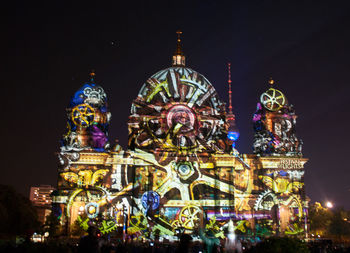 Low angle view of church at night