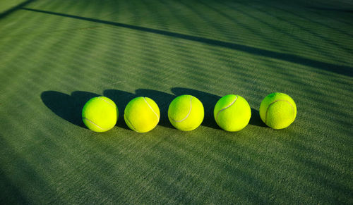 High angle view of balls on table