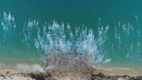 Aerial view of people at beach