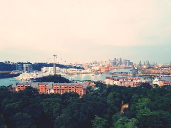 High angle view of cityscape against sky