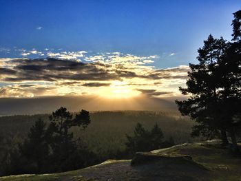 Scenic view of landscape against sky at sunset