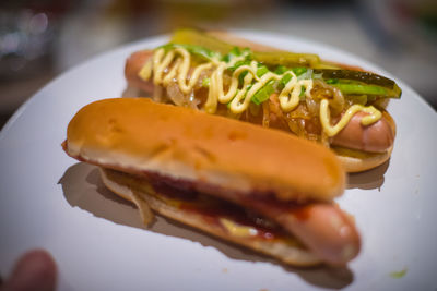 Close-up of sandwich served in plate
