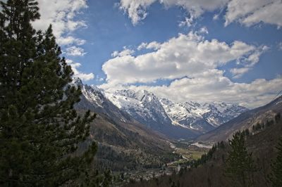 Scenic view of mountains against sky