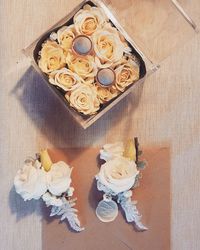 High angle view of cake on table