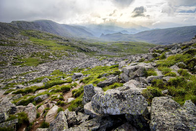 Scenic view of mountains against sky