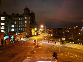 View of city at night