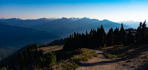 Scenic view of mountains against clear sky