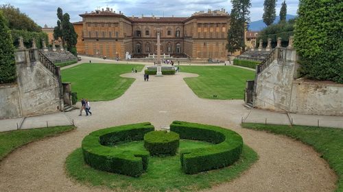 View of historical building in garden