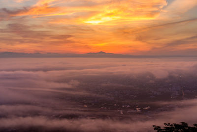 Scenic view of dramatic sky during sunset