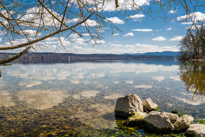 Scenic view of lake against sky