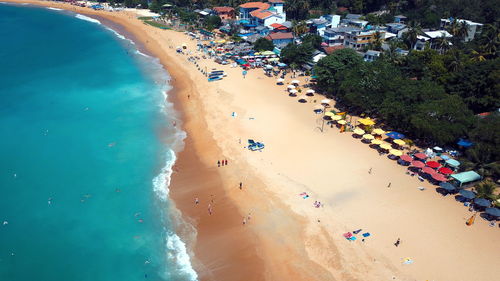 High angle view of people on beach