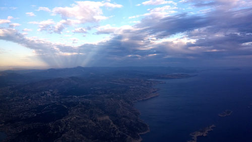 Aerial view of sea against sky