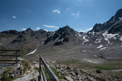 Panoramic view of road amidst mountains against sky