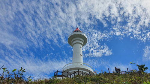 Low angle view of lighthouse against sky