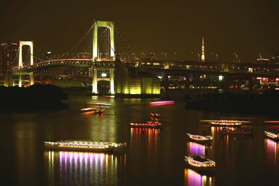 Bridge over river at night