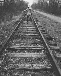 Railroad track at night