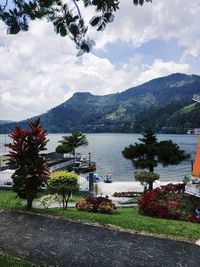 Scenic view of lake against mountains