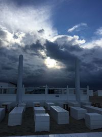 View of cemetery against sky during sunset