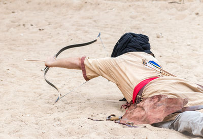 Midsection of a horse on the beach