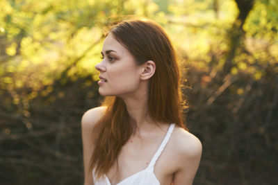 Young woman looking away