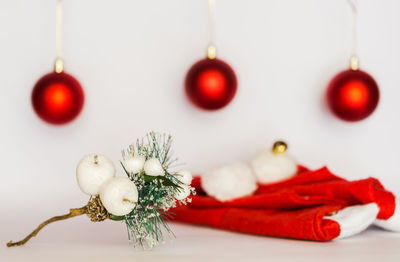 Close-up of christmas decoration hanging on tree