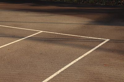 High angle view of zebra crossing on road