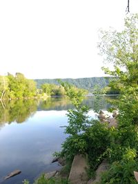 Scenic view of lake against clear sky