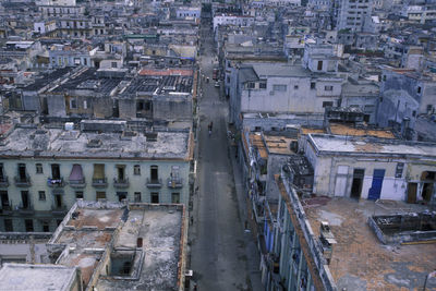 High angle view of buildings in city