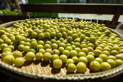 High angle view of fruits in container