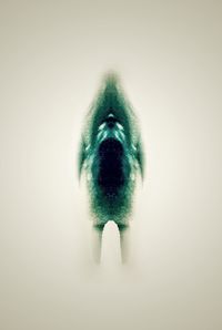 Digital composite image of person against white background