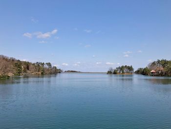 Scenic view of lake against sky