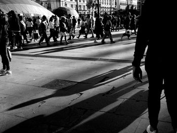 People walking on city street