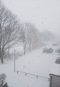 Snow covered landscape against sky