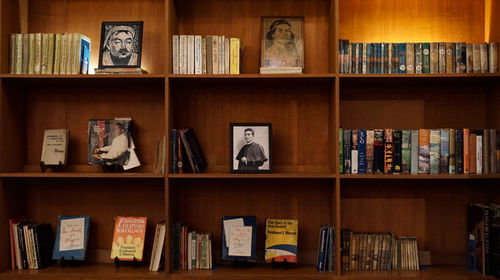 Row of books in shelf