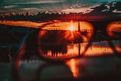 Reflection of sky on river during sunset