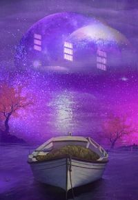 Digital composite image of illuminated built structure at night