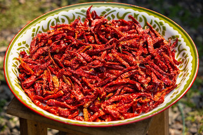 Close-up of red chili peppers