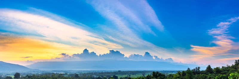 Panoramic view of landscape against sky during sunset