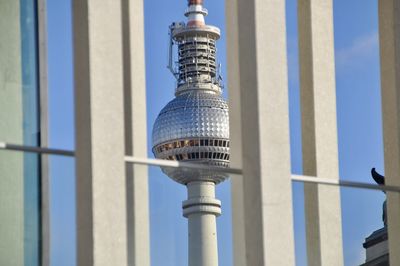 Low angle view of building against blue sky