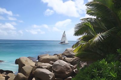 Boats in calm sea