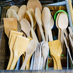 Close-up of wooden cutlery
