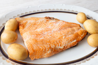 High angle view of breakfast in plate