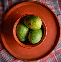 High angle view of fruits in bowl