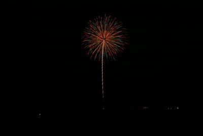 Low angle view of firework display at night