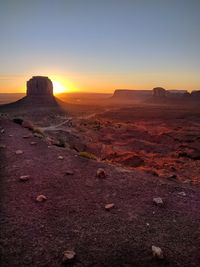 Scenic view of desert during sunset