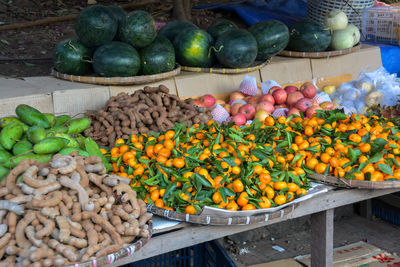 Various fruits for sale at market stall