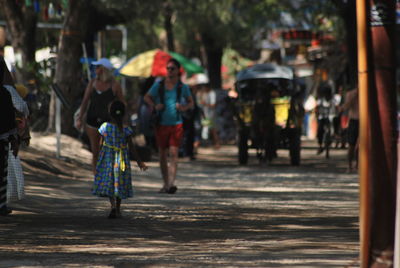 People walking on road
