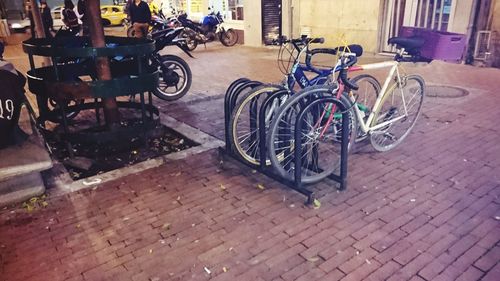 Bicycles on street in city