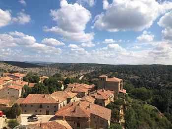 High angle view of townscape against sky